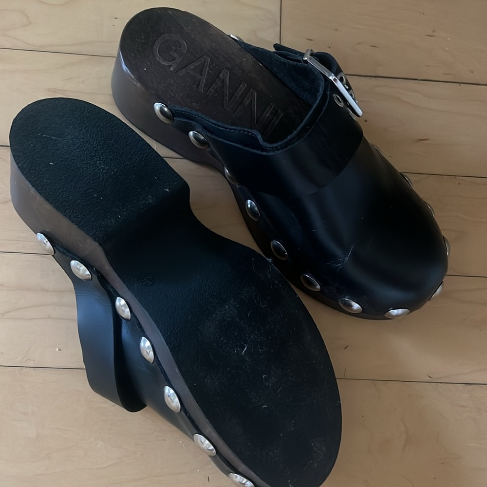Ganni embellished leather clogs new 39 - Picture 12 of 14